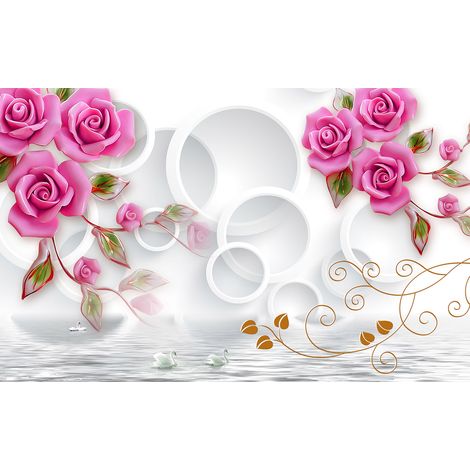 Papier peint panoramique - Fleurs 3D - 260 cm x 163 cm (1/2)