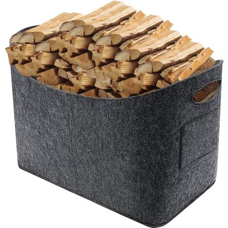 53x30x40cm Panier à Bûches en Feutre Pliable Grand Sac de Rangement Corbeille 60L Porte-journal pour Bois, Jouets, Journaux, Faire du Shopping (1/5)
