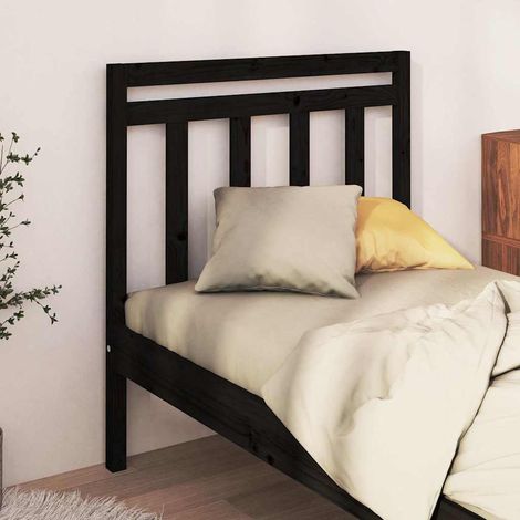 vidaXL Cabecero de cama madera maciza de pino negro 96x4x100 cm (1/5)