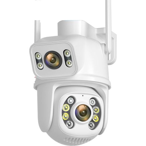 Caméra de sécurité à Domicile Caméra 4MP 8MP 4K PTZ Double Objectif avec Double écran AI détection Humaine Suivi Automatique caméra de Surveillance extérieure sans Fil(4MP NO SD Card) (1/5)