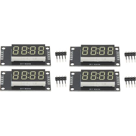 4 Sets Digital Tube Display Module LED 4 Digit 7 Segment 0.36in TM1637 Drive Chip White MRA110F