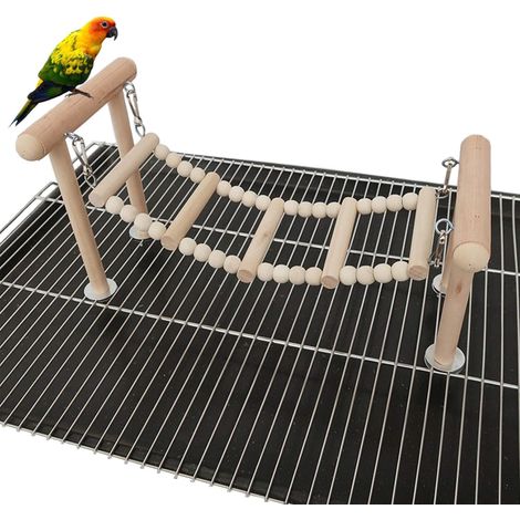 Perchoir pour oiseaux, balançoire pour perroquet avec échelle, support en bois pour cage à oiseaux, aire de jeux.