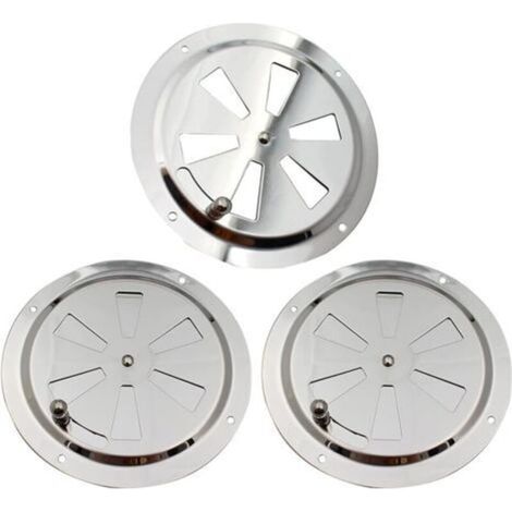 3 Pièces Grille de Ventilation Ronde, Rosette de Ventilation en Acier Inoxydable Grille d'Aération 125 mm, Ouverture d'Aération Réglable Ventilateur à Branchies, pour Fumeurs, Camping-C (1/5)