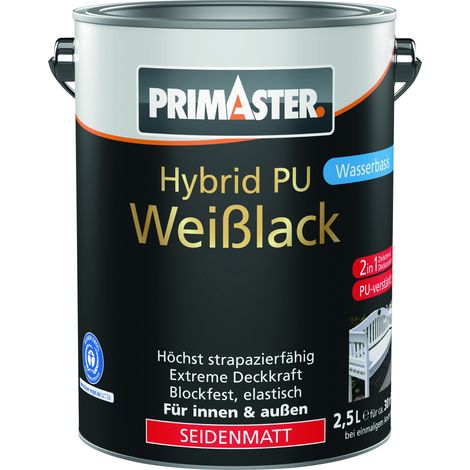 Primaster Hybrid PU-Weißlack weiß seidenmatt 2,5 L Lack