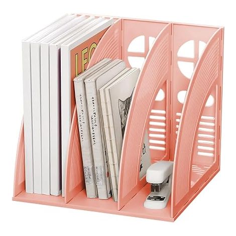 Porte Revue Bureau, 3 Compartiments Porte Revue A4, Rose (1/5)