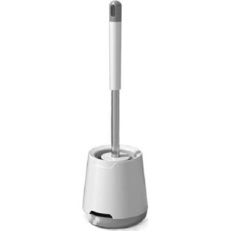 Brosse WC Silicone - Brosse Toilette et Supports, Anti-goutte, Antibactérienne, Balai WC Ventilée, Séchage Rapide sans Odeur, Balayette WC Montage Mural/au Sol, Salle de Bain et WC, Blanc (1/5)