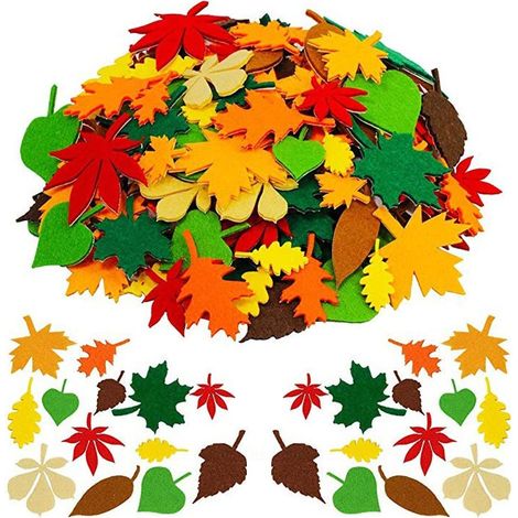 528 Pièces Autocollans Feuille Automne, Feuille d'Éable Assoti Décoations pou la Décoation de Feuillage d'Automne pou Thanksgiving, Halloween, Autocollants de Feuilles (1/4)