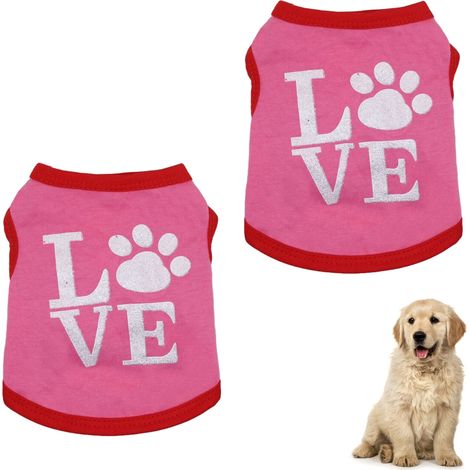 2 pièces costume pour chien, t-shirt coton léger pour petits chiens, chihuahua et chiots, adapté printemps-été (1/5)