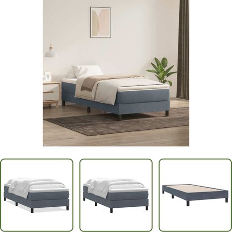 vidaXL Samt - Boxspringbett mit Matratze Dunkelgrau 80x210 cm Samt (1/5)
