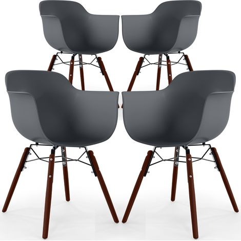 Sedie da Pranzo - Design Scandinavo - Gambe in Legno Scuro - Set di 4 - Nordika