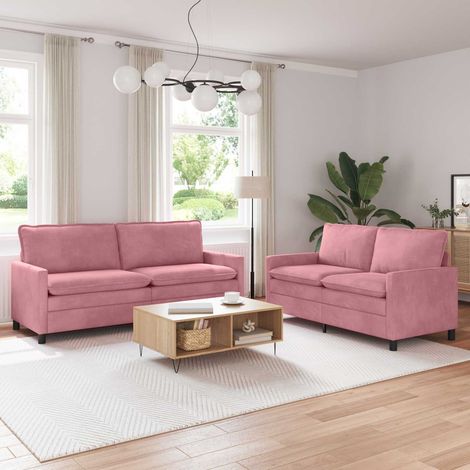 vidaXL Sofa Set 2 pcs Rosa Samt (1/5)