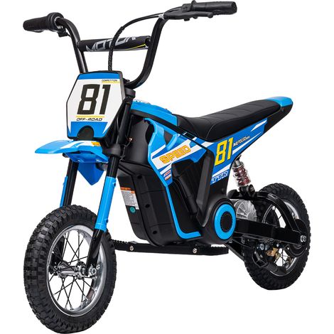 Moto électrique enfant 24V 250W 6-16km/h roues 12 pouces bleue