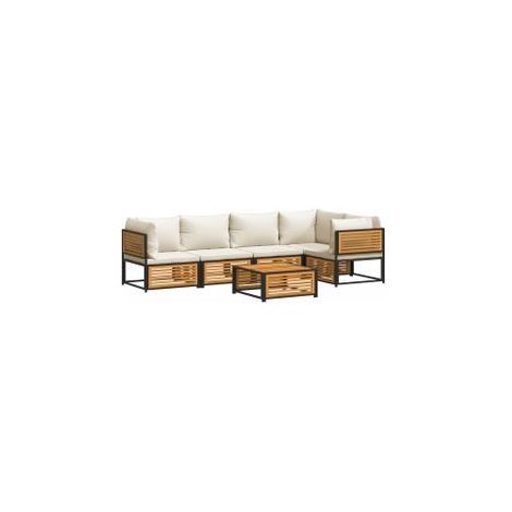 Salon de jardin avec coussins 6 pcs bois d'acacia solide (1/5)
