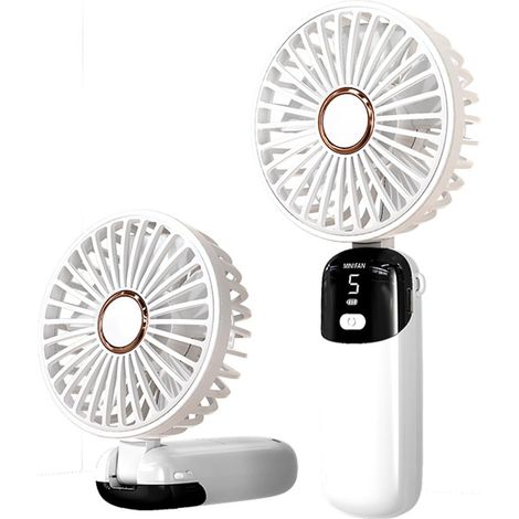 Tragbarer Mini-Ventilator, Mini-Desktop-USB-Ventilator, kleiner Handventilator mit 5 Geschwindigkeiten, Sockel und Nebelsprüher für Zuhause, Büro und Reisen