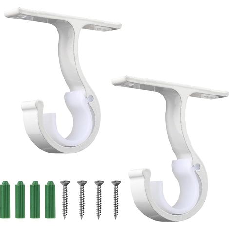 Lot de 2 Support de Tringle à Rideaux en Alliage d’Aluminium pour Tringles de 20 à 28 mm – Supports Robustes pour Plafond ou Mur, pour Rideaux ou Armoire, support tringle rideaux plafond (1/5)