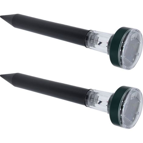 Lot de 2 répulsifs solaires ultrasoniques à LED pour souris et serpents, à insérer dans le sol, pour pelouse extérieure. (1/5)