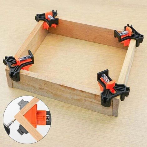 Staffe di serraggio, staffe ad angolo retto, utilizzate per la realizzazione di casse in legno, cornici, cassette postali, cassetti e armadietti per toelette, confezione da 4, 90 gradi (1/3)