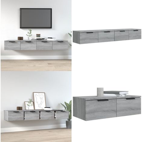 Wandschränke 2 Stk. Grau Sonoma 68x30x20 cm Holzwerkstoff - Wandregal - Regal - Hängeschrank - Aufbewahrung - Grau - Home & Living (1/5)
