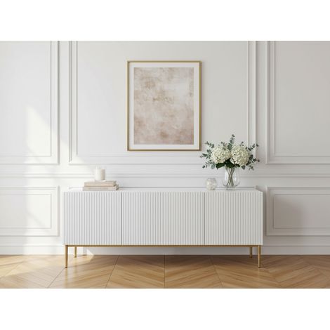 BOBOCHIC - Meuble TV 150 cm KASHA Pieds or Blanc (1/5)