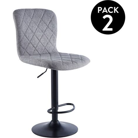Pack 2 taburetes con altura regulable 98-120x48 cm Britain Tejido Gris - Negro 48cm (ancho) x 98cma120cm (alto) (1/5)