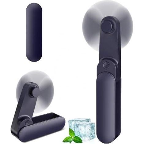 Handventilator Mini, 2 Stufen und 14 Stunden USB Ventilator mit Akku Aufladbar, Leise und Leistungsstark, Faltbarer Tischventilator, Tragbarer Ventilator für Reisen, Büro, Zuhause, Outdoor, Geschenke (1/5)