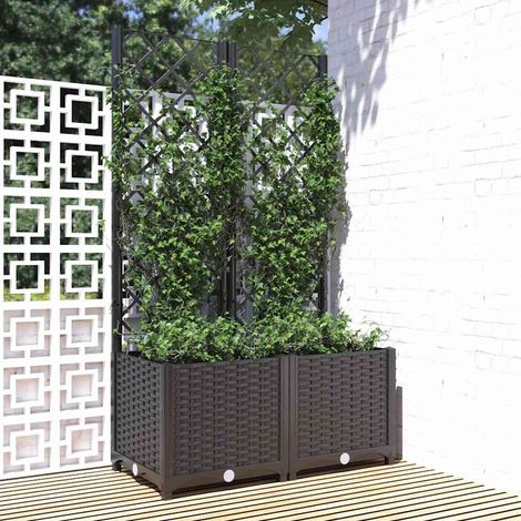 vidaXL Fioriera da giardino con traliccio nera 80x40x136 cm PP