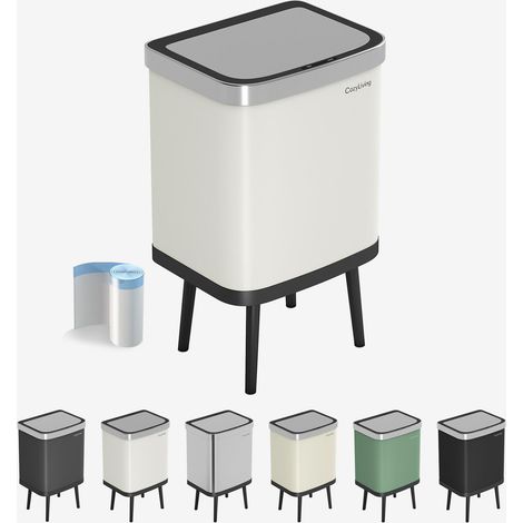 Motion Sensor Kitchen Bin with Soft Close Lid with Stand 35L WHITE