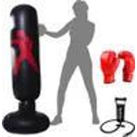 Kinder-Standboxsack 160 cm, aufblasbarer Boxsack/Tumbler für Fitness, Kick- und Kampftraining, inkl. manueller Luftpumpe