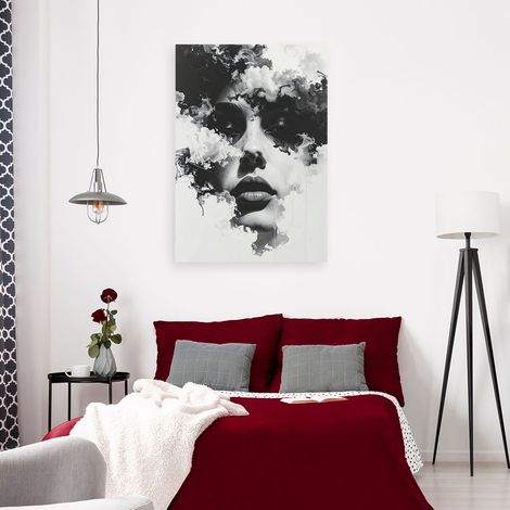 Wandbild Frau Schwarz und Weiß mit Raucheffekt 40x60 (1/4)