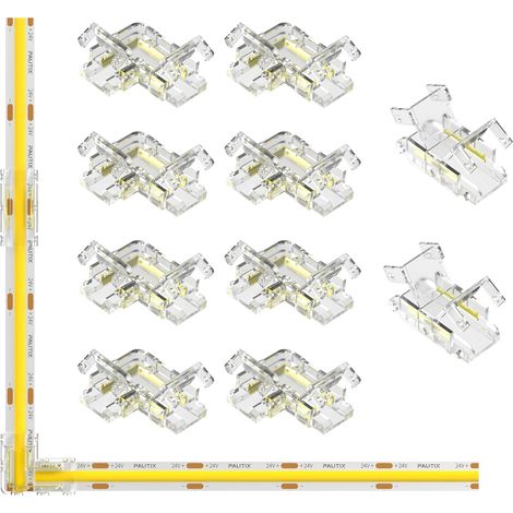 10PCS connecteurs pour Ruban LED COB 2Pin 8millimètre, 8PCS L/angle, 2PCS intermédiaires sans espace (1/5)