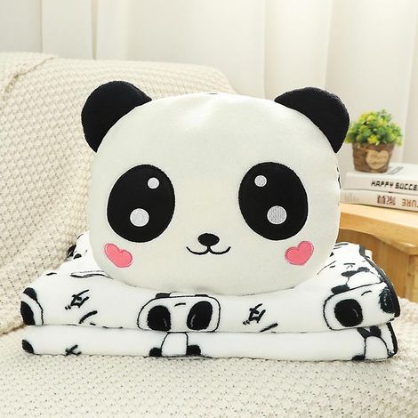 Oreiller-couverture Panda Dundun pour la sieste : un ensemble oreiller et couverture deux-en-un idéal pour la voiture, les étudiants et les voyages. (1/5)