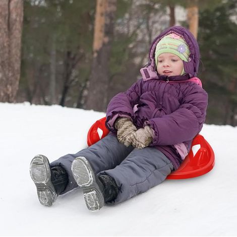 Classic Red Round Snow Saucer Sled, Heavy-Duty Cold Resistant Plastic Disc Sled with Handles, Downhill Snow Scooter for Downhill Sledding, Winter Outdoor Sports (1/5)