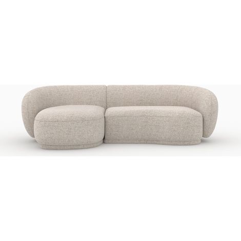 Sofá modular de esquina 4 plazas en tela beige jaspeada - Nova