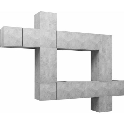 Maison Exclusive - 10-tlg. TV-Schrank-Set Betongrau Holzwerkstoff (1/5)