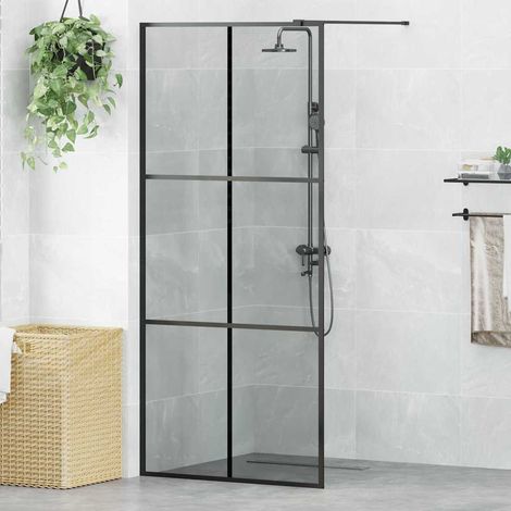 vidaXL Mur de Douche à L'Italienne Noir 90 x 195 cm verre trempé