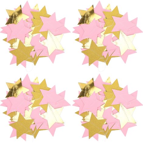 4 pièces de guirlandes en papier pour anniversaire, mariage et Saint-Valentin (étoiles 5 cm) (1/5)