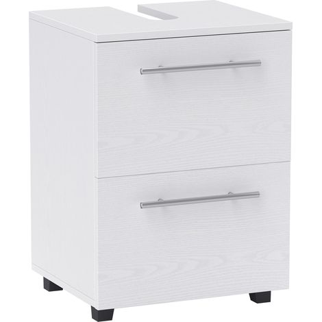 Meuble-lavabo de salle de bain blanc en bois, avec tiroirs et placards de rangement, meuble sous-vasque compact, dimensions 41,5 x 35,5 x 59 cm (1/5)