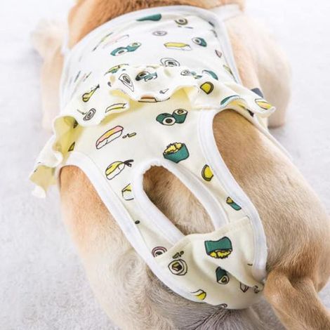 Culotte hygiénique réutilisable en pur coton pour chien - avec sangles réglables - XL (1/5)