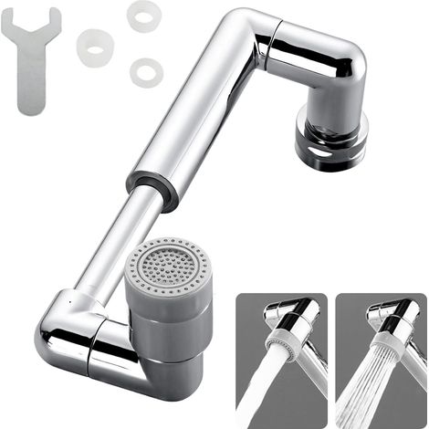 Rallonge Robinet Cuisine Pivotante 1440°, Extension Robinet Multifonction, Aérateur Universel en Laiton 2 Modes avec Adaptateurs (20/22/24mm) pour Évier de Cuisine et Salle de Bain– Économie d'Eau (1/5)