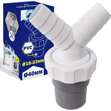 Adaptateur en Y pour Double Evacuation Machine a Laver et Tuyau Evacuation Lave Vaisselle avec Sortie pour Tuyau Ø40 mm et Entrée Ø18-23 mm - Garantie de 10 Ans - MONTERAL (1/5)