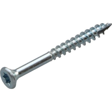Vis bois TEKOR Tête fraisée Cranté 4X40 Filetée sur 24 TORX T20 Diamètre de tête: 7 Acier zingué Pointe (1/4)