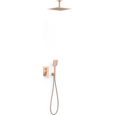 Kit mitigeur encastré 2 voies Rapid‑box pour douche Project Or Rose Mat 24K - TRES 22138003OPM
