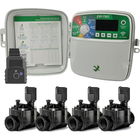 Rain Bird ESP-TM2 4-Zonen-WLAN-Bewässerungsprogrammierer für den Außenbereich  Automatische Gartenbewässerung  4 Magnetventile