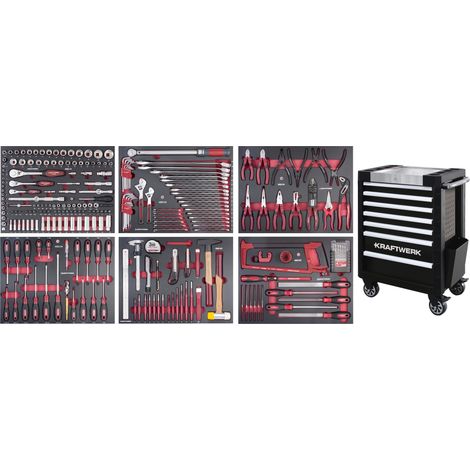 Kraftwerk – Servante d'atelier 7 tiroirs verrouillables – 280 outils inclus – Dimensions 1013x688x482mm – Charge maximale 107kg (1/3)