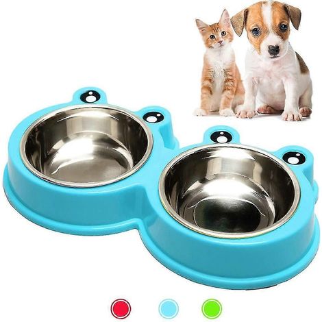 Gamelle pour chien en acier inoxydable avec quatre tapis antidérapants en silicone anti-déversement (1/5)