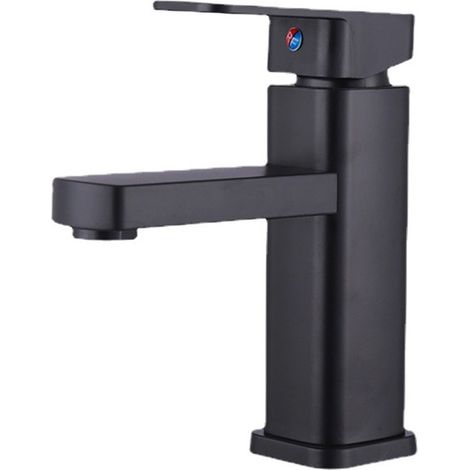 Robinet de lavabo à base carrée, mitigeur eau chaude/eau froide à poser sur comptoir (1/5)