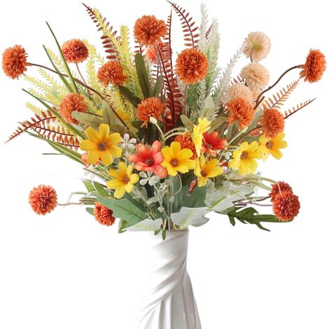 9 PC Bouquet de Fleurs Artificielles Fausse Fleur Artificielle Deco  Fleurs Séchées DIY Décoration Automne pour Intérieurs et Extérieurs Jardin Porche Patio Fenêtre Mariage (1/5)