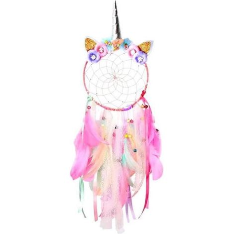 Attrape-rêves - ZVD - Licorne - Rose - Asymétrique - Fait à la main (1/4)
