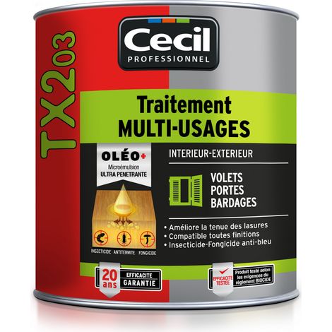 Traitement bois extérieur incolore – Émulsion active pour sapin, pin, chêne – Prêt à l’emploi – 1 Litre – Cecil