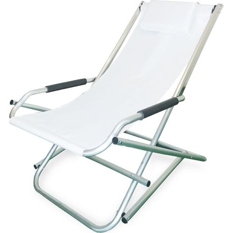 Garden Friend Lawnchair Elba Basculante in Aluminium und 600D PVC 60x97x70h cm Farbe Weiß